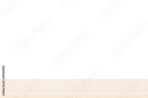 Empty top of wood ash table or counter isolated on white background. For product display