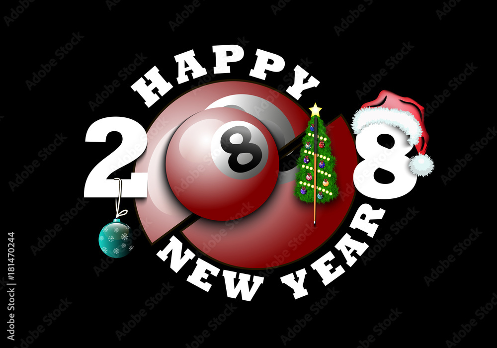 Fototapeta premium happy new year and billiard ball