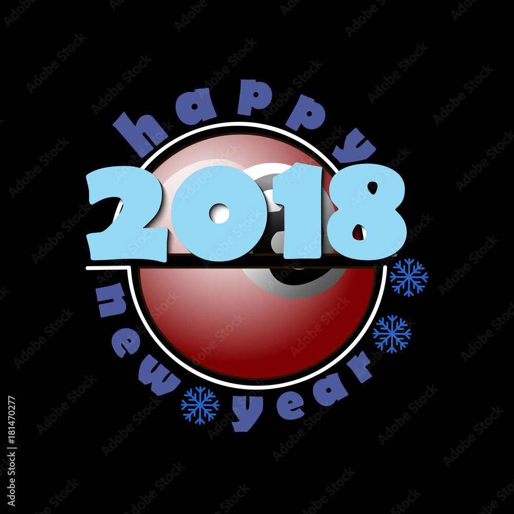 Fototapeta premium billiard ball and New Year 2018