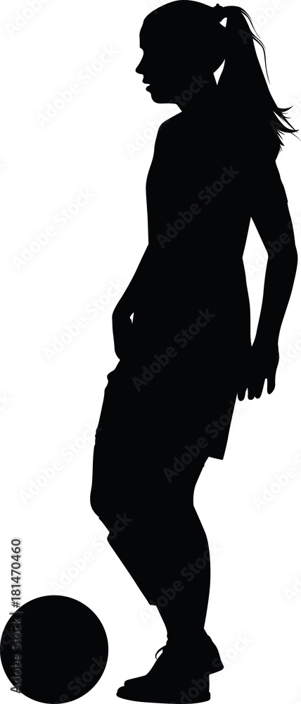 soccer women silhouette. girl player vector