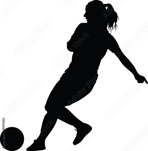 soccer women silhouette. girl player vector