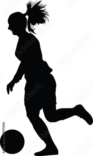 soccer women silhouette. girl player vector