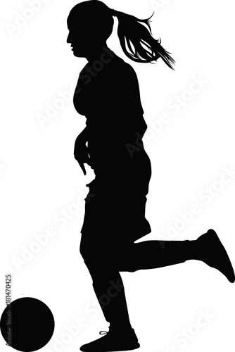 soccer women silhouette. girl player vector