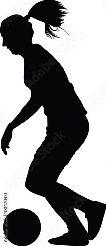 soccer women silhouette. girl player vector