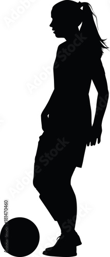 soccer women silhouette. girl player vector