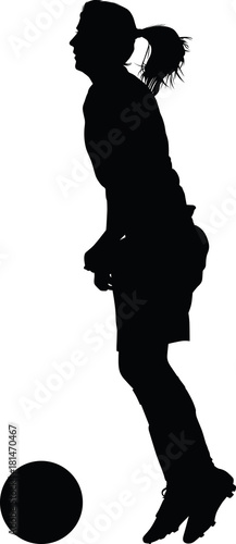 soccer women silhouette. girl player vector