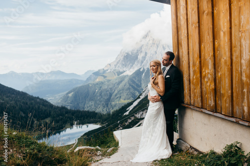 Wonderful wedding couple in the Alps  photo