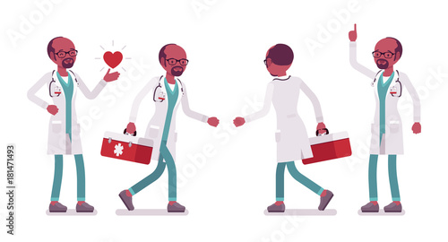Black male doctor working