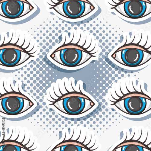 pop art eyes patch background design