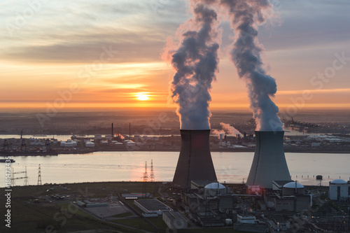 Aerial image of nuclear plant of Doel photo