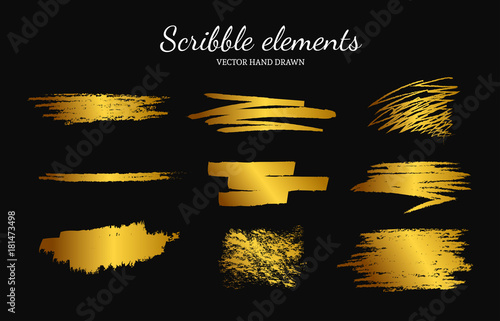 Set of vector scribble, smears elements for logo design. Paint, grunge brush strokes.
