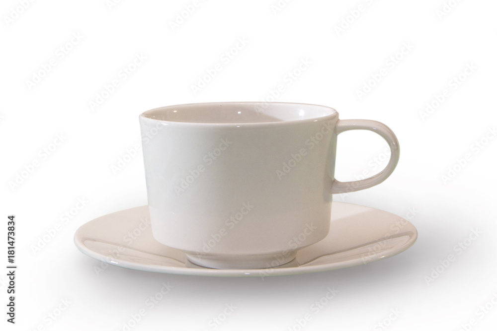 Obraz premium Сoffee cup with saucer isolated on white background