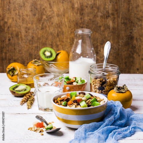 Dry oat flakes with candied fruits