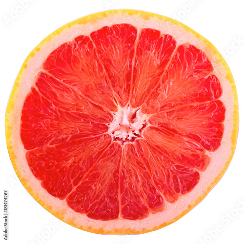 One slice grapefruit isolated on white with clipping path