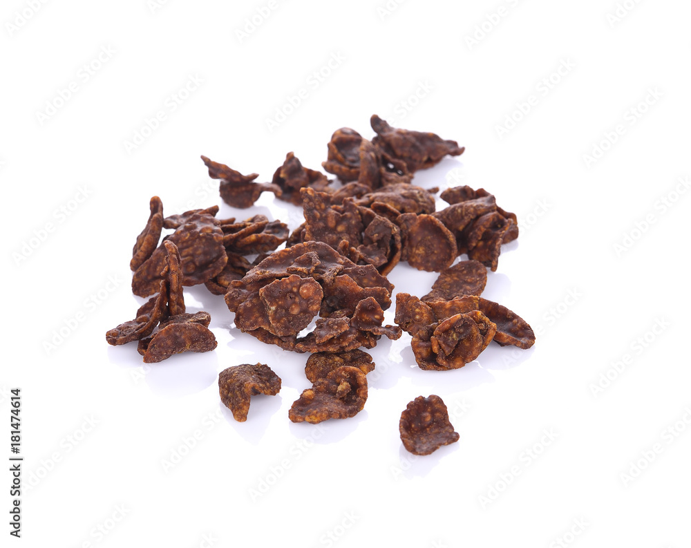 Obraz premium Corn Flakes coated chocolate isolated on white background.