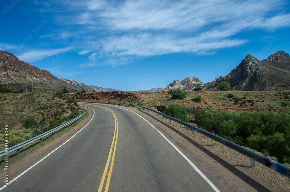 Naklejka premium Open Road Leading into Mountains, Bolivia