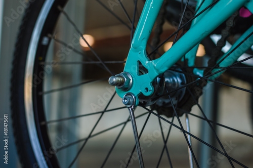 Image closeup of bicycle shop for abstract business recreational lifestyle background use.