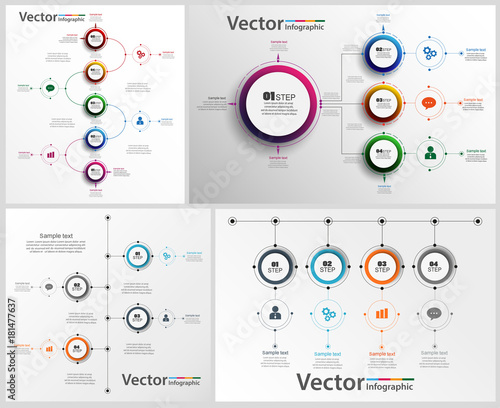 Set of colorful abstract Infographic design. Can be used for workflow layout, diagram, business step options, banner, web design. Vector eps10 business template for presentation