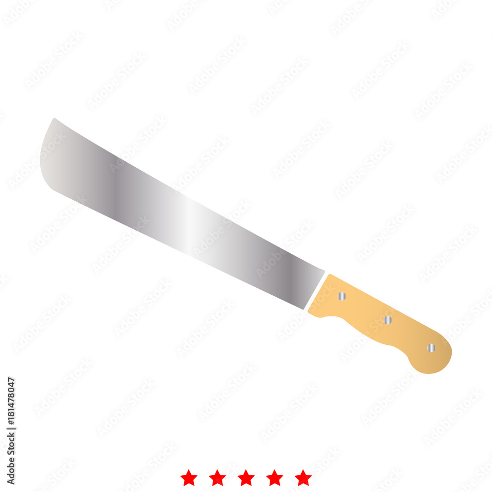 Machete or big knife icon . Flat style Machete or big knife icon . Flat style