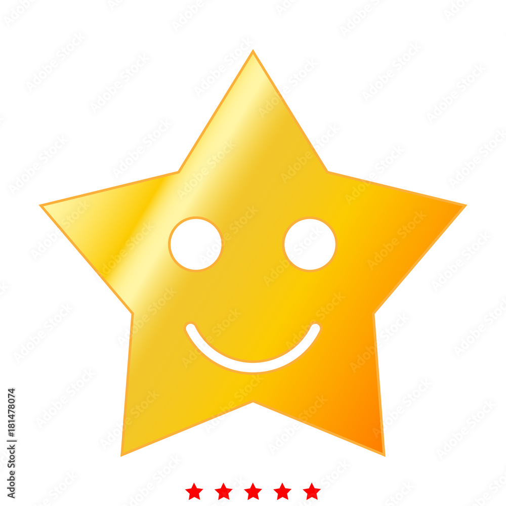Smiling star icon . Flat style Smiling star icon . Flat style