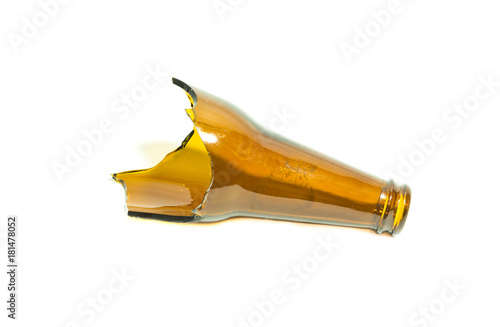 Canvas Print Broken bottle glass on white background