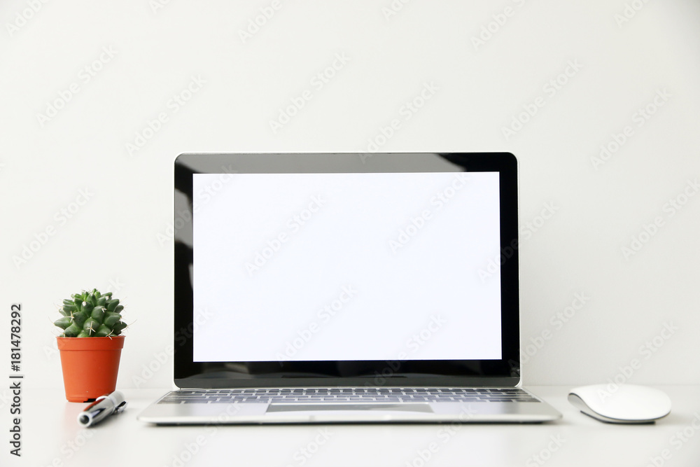 Fototapeta premium workspace desk with laptop and business and technology concept.space for your text.