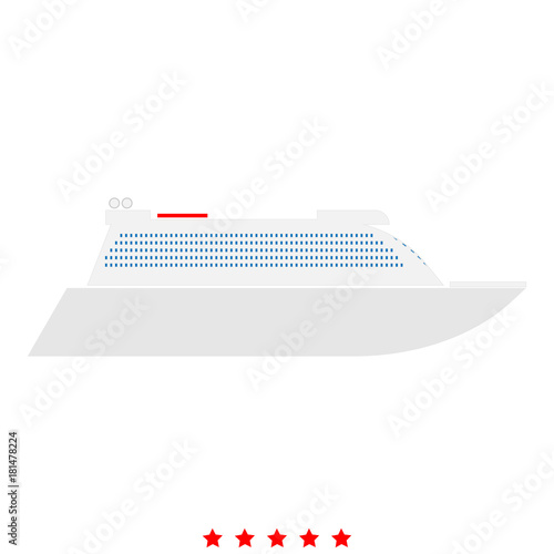 Transatlantic cruise liner icon .  Flat style