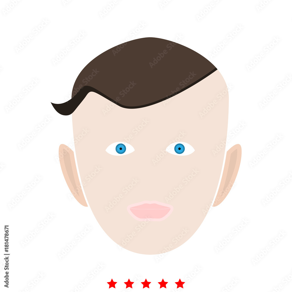Little boy face icon . Flat style Little boy face icon . Flat style