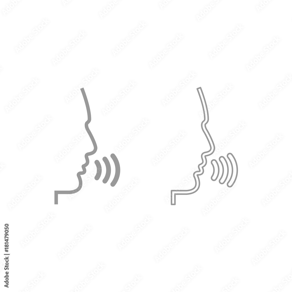 Head speaking man icon. Grey set . Head speaking man icon. Grey set .