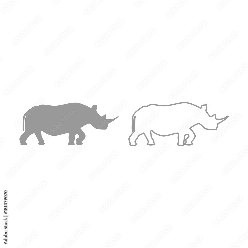 Fototapeta premium Rhinoceros icon. Grey set .