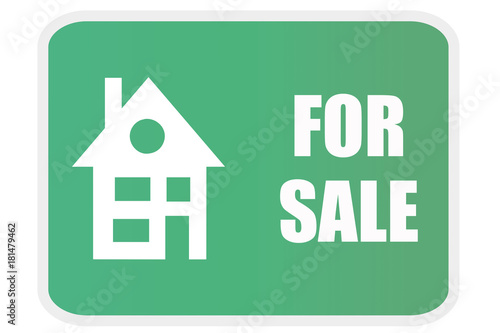 Cartel verde de vivienda en venta.