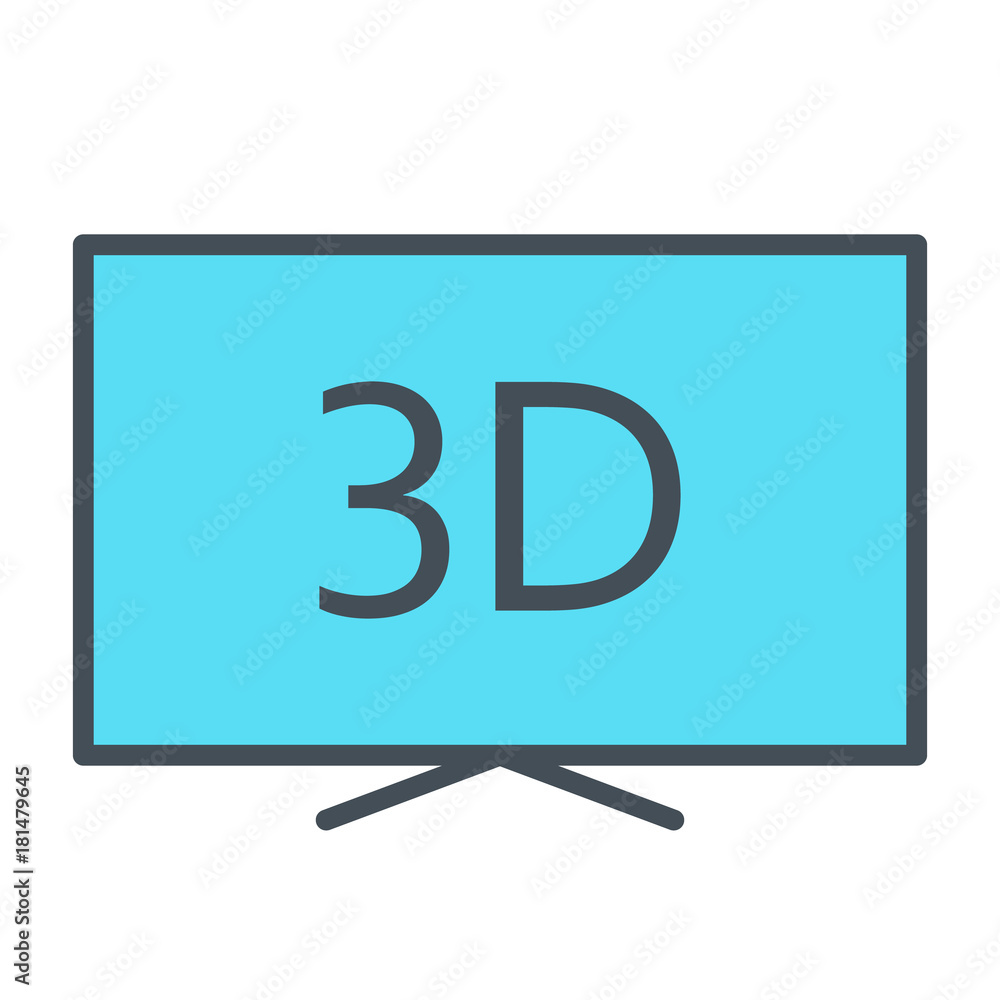 3d television line icon. TV, video symbol. Vector illustration 3d television line icon. TV, video symbol. Vector illustration