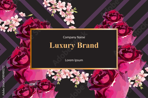 Luxury card with watercolor rose flowers Vector. Abstract composition modern designs backgrounds