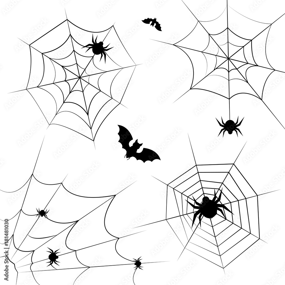 Halloween cobweb frame border and dividers isolated on white with ...