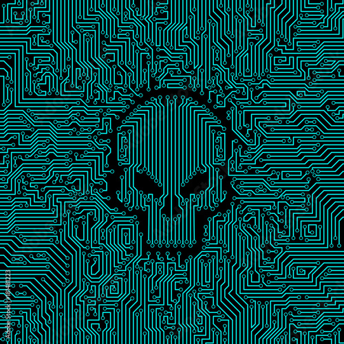 Circuit board skull / Vector illustration of abstract computer circuit board pattern with skull shape in the middle