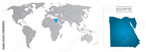 Égypte dans le monde, avec frontières et tous les pays du monde séparés 
