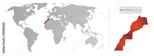 Maroc dans le monde, avec frontières et tous les pays du monde séparés 