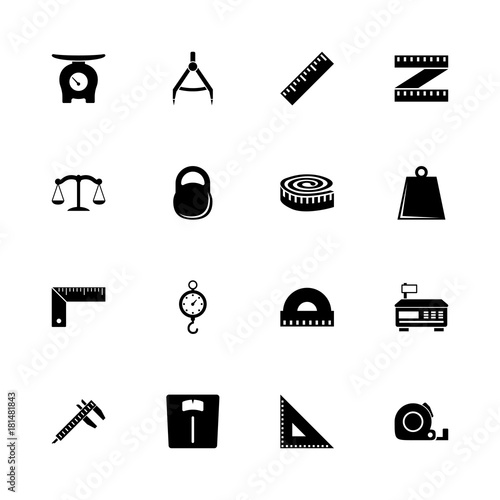 Scales Rulers icons - Expand to any size - Change to any colour. Flat Vector Icons - Black Illustration on White Background.