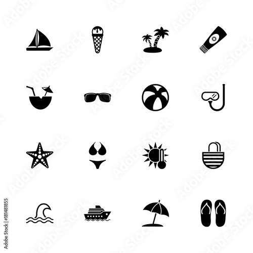 Sea Travel icons - Expand to any size - Change to any colour. Flat Vector Icons - Black Illustration on White Background.