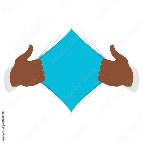 Black man open shirt to show an empty T-shirt
