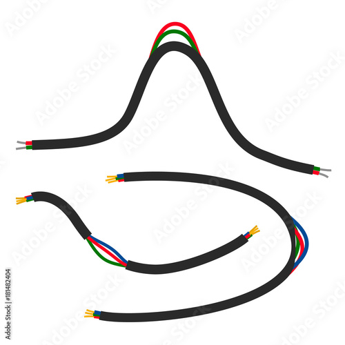 Broken wire flat vector illustration