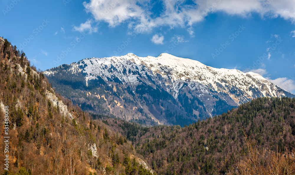 Begunjscica mountain in spring view from Sv. Peter nad Begunjami.