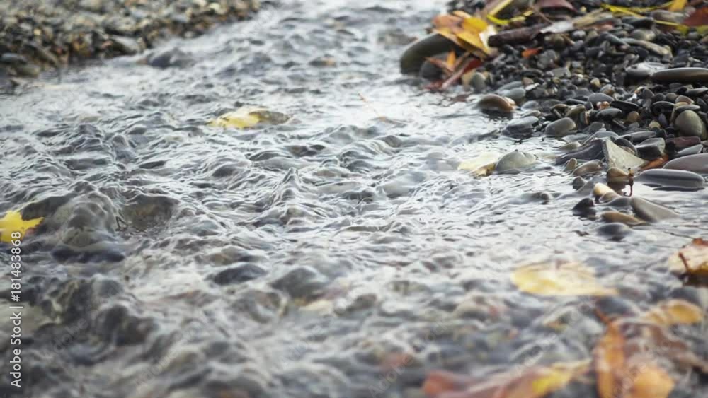 Beautiful stream in the super slow motion flows to the camera from top to bottom Beautiful stream in the super slow motion flows to the camera from top to bottom