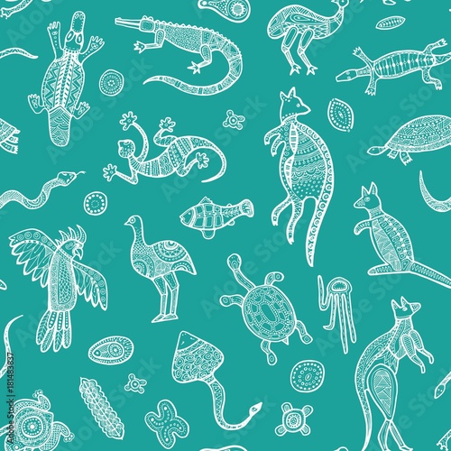 Australian seamless pattern in ethnic style