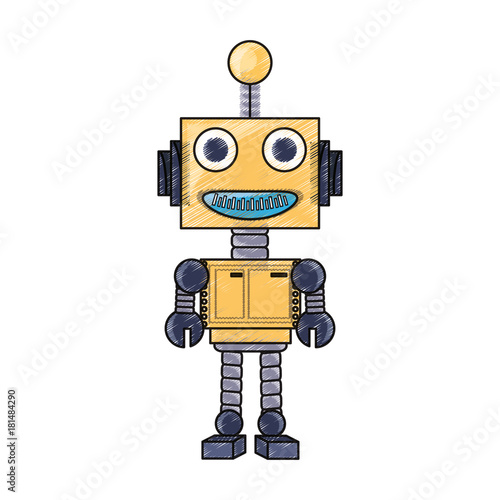 cartoon robot icon over white background colorful design vector illustration