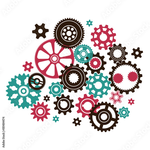 Complicated intricate clock mechanism from different in shape and size gears and cogwheels.