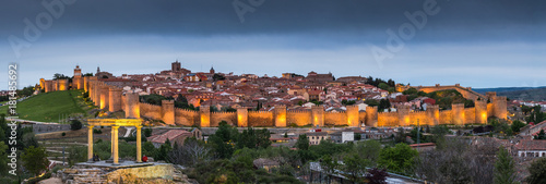 Evening stitched panorama of Avila,Spain