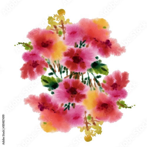 Watercolor floral composition. Clipping path included. Fast isolation. Hand painted.