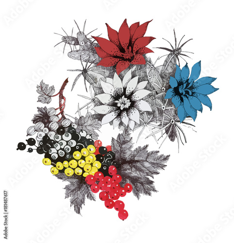 Watercolor floral composition. Clipping path included. Fast isolation. Hand painted.