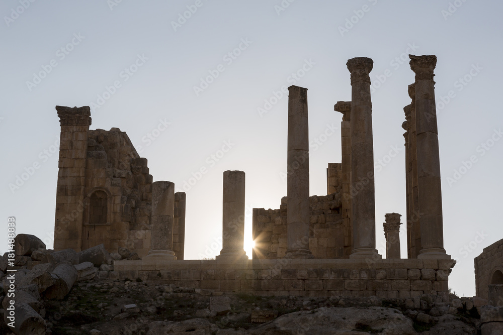 Ruin of the ancient Artemis temple in Jerash, north Jordan, Arabia, Middle East